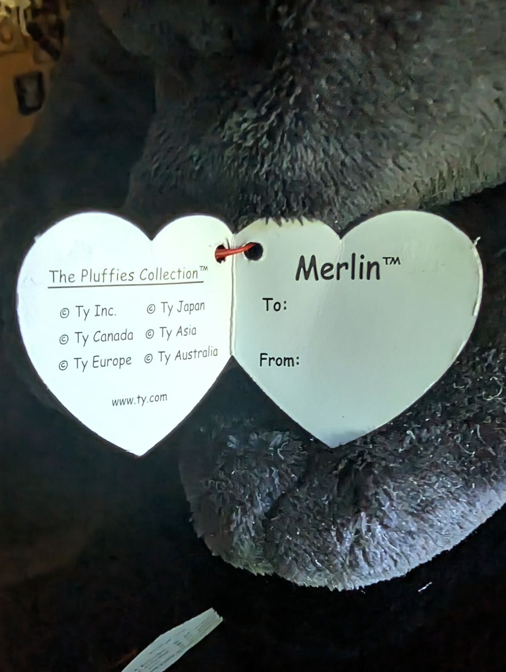 TY Pluffies "Merlin" Halloween Witchy Black Cat - YOB: 2005 - MNWT / Rare - Picture 4 of 13